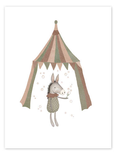 Poster Donkey girl with party bubbles