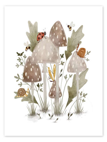 Poster Mushrooms and beetles