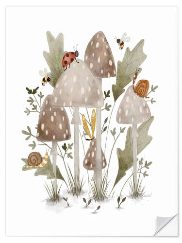 Wall sticker Mushrooms and beetles