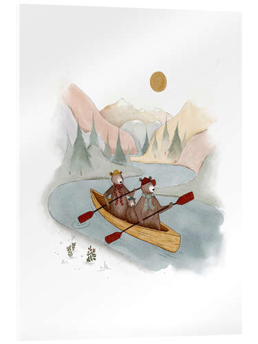 Akryylilasitaulu Family Bear Kayaking