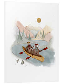 Hartschaumbild Familie Bär im Paddelboot