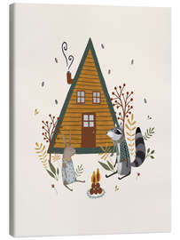 Quadro em tela Cozy campfire with rabbit and raccoon - Urchin Bay