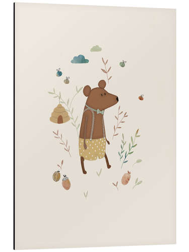 Aluminium print Bear and Bees