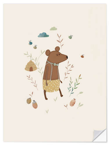 Vinilo para la pared Bear and Bees