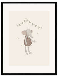 Gerahmter Kunstdruck Vintage Elefant