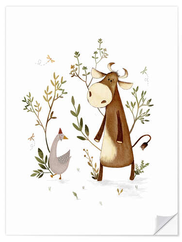 Vinilo para la pared Walk with cow and goose