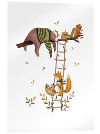 Tableau en verre acrylique Bedtime stories with fox and bear