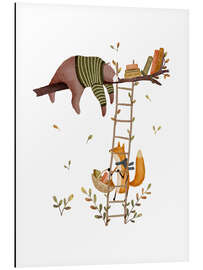 Quadro em alumínio Bedtime stories with fox and bear