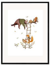 Impresión de arte enmarcada Bedtime stories with fox and bear