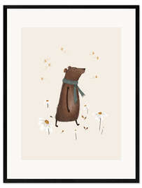 Gerahmter Kunstdruck Bernard Bär mit Wildblumen