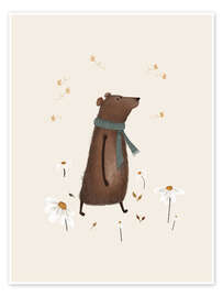 Tableau Bernard Bear with wildflowers - Urchin Bay