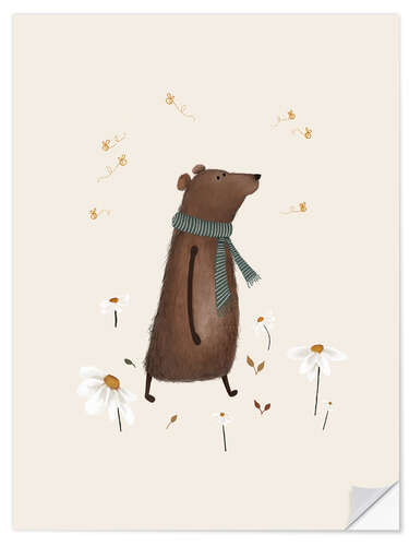 Autocolante decorativo Bernard Bear with wildflowers