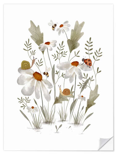 Wandsticker Käfer auf Gänseblümchen