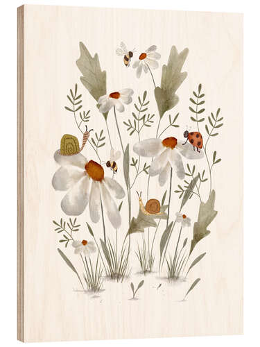 Wood print Bugs on daisies