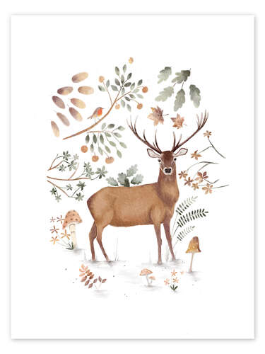 Poster Botanical Stag