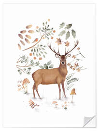 Wandsticker Botanischer Hirsch - Urchin Bay
