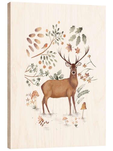 Stampa su legno Botanical Stag
