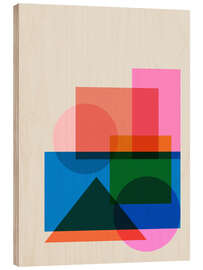 Obraz na drewnie Geometric Blocks in Colour - apricot and birch