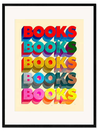 Impressão artística com moldura Books