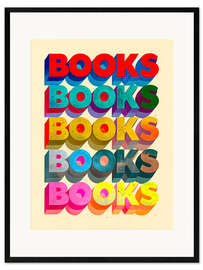 Impressão artística com moldura Books - nobelart