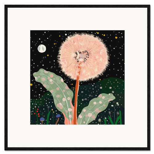 Impresión de arte enmarcada Night Dandelion