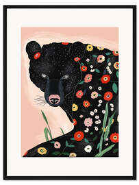 Gerahmter Kunstdruck Blumenbär