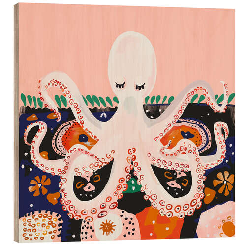Print på træ Meditating Octopus