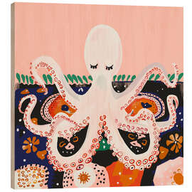 Print på træ Meditating Octopus