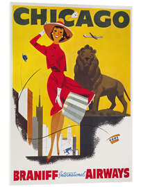 Quadro em acrílico Chicago - Braniff International Airways - Vintage Advertising Collection