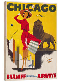 Holzbild Chicago - Braniff International Airways - Vintage Advertising Collection