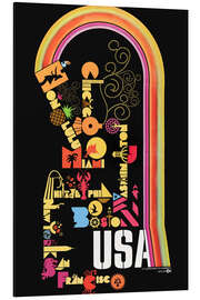 Tableau en aluminium USA City Travel - Vintage Advertising Collection