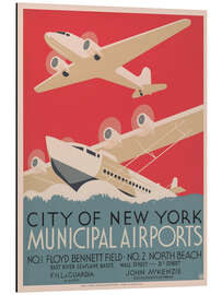 Tableau en aluminium City of New York Municipal Airports - Vintage Advertising Collection