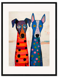 Gerahmter Kunstdruck Hundefreunde