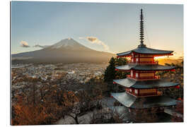 Cuadro de plexi-alu Fujisan and Chureito Pagoda in the evening light - Andreas Wonisch