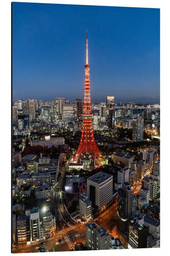 Alubild Tokyo Tower bei Nacht mit Weihnachts-Beleuchtung