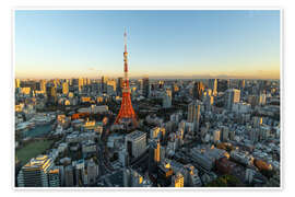 Tableau Tokyo skyline with Tokyo Tower in the golden evening light - Andreas Wonisch