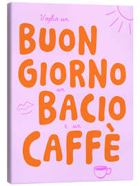 Stampa su tela Buongiorno, bacio, caffè - Ohkimiko