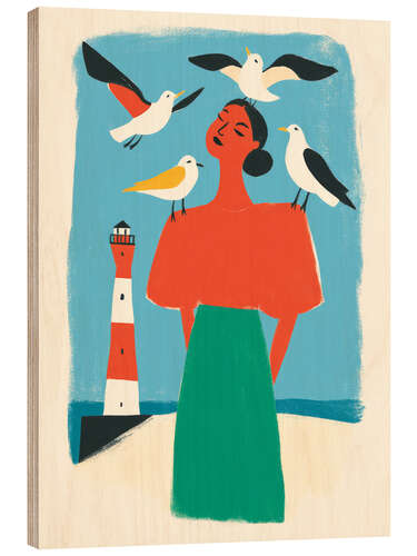 Wood print Summer friends