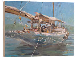 Tableau en bois In the harbor