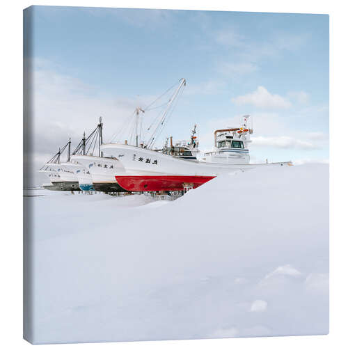 Lienzo Japanese fishing boats in winter storage
