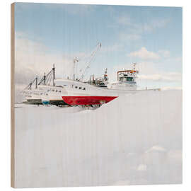 Wood print Japanese fishing boats in winter storage - Philipp Dase