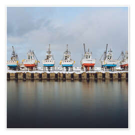 Kunstwerk Colourful Japanese fishing boats in winter storage - Philipp Dase