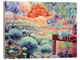 Cuadro de madera The Sun Rising Over a Coffee Farm - Josh Byer