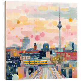 Quadro de madeira Berlin at sunset - Niphion