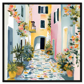 Gerahmter Kunstdruck Gasse in Griechenland