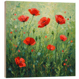 Quadro de madeira Between the poppies - DejaReve