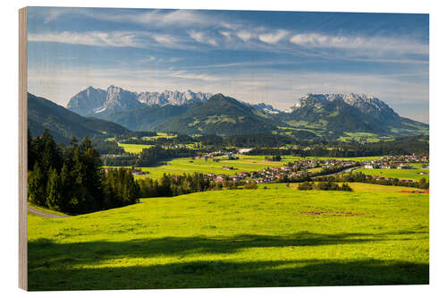 Wood print Kaiser Mountains