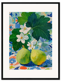 Gerahmter Kunstdruck Blumenträumerei mit Feigen