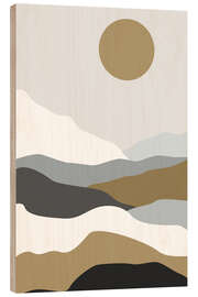 Holzbild Minimalistische Landschaft in Erdtönen - Dani Jay Designs