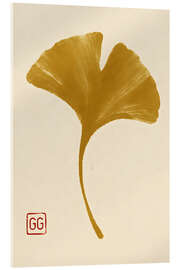 Acrylglasbild Wabi-Sabi Goldenes Ginkgoblatt - Gradient Grooves